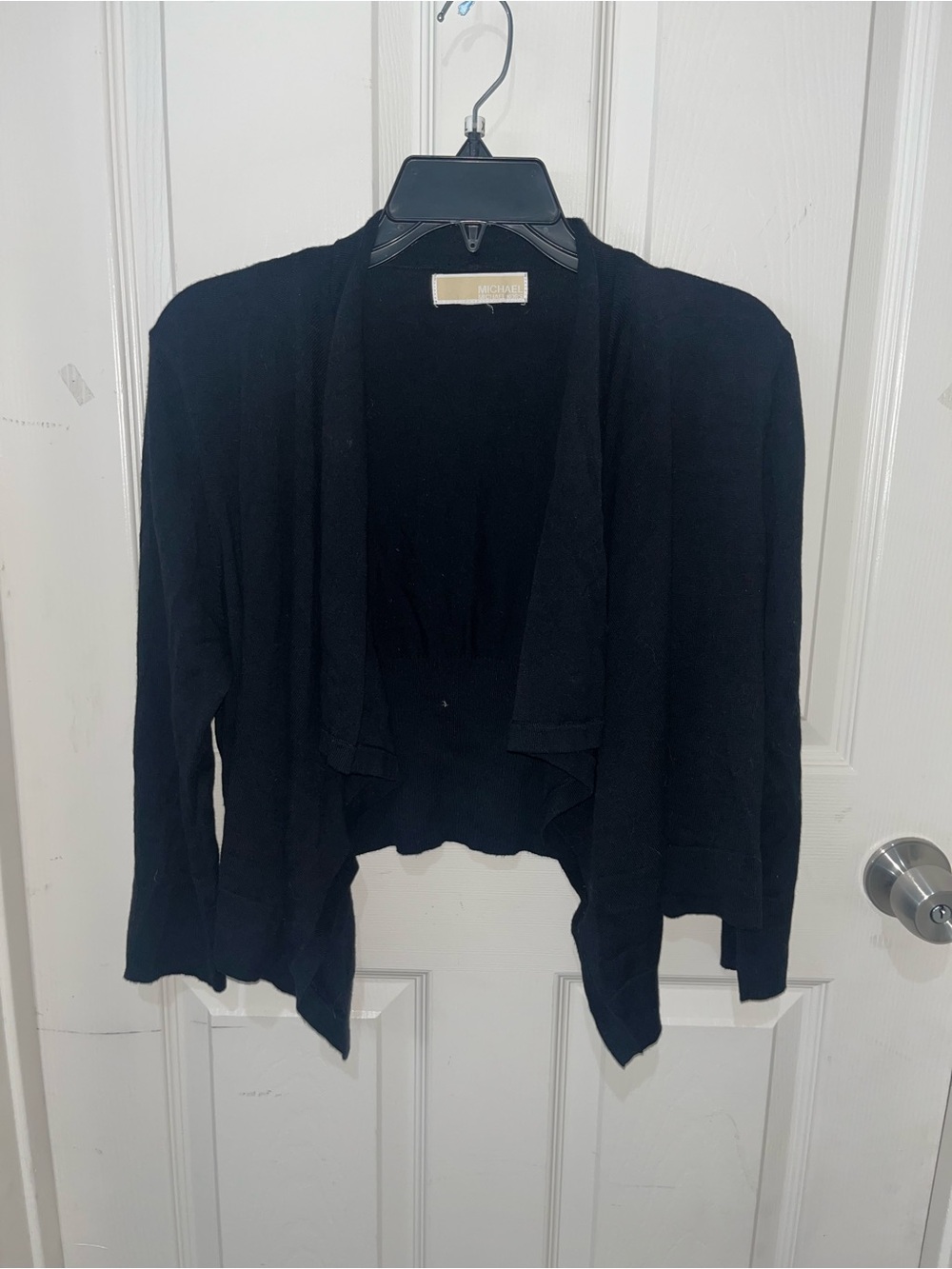 Michael Kors Black Draped Open-Front Cardigan